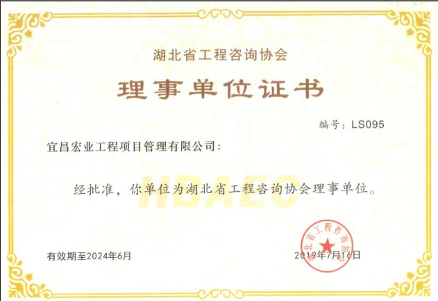 湖北省工程咨询协会理事单位证书